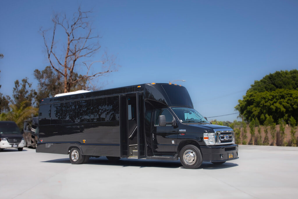 ABA unique-luxury-black Ford bus-shuttle black ford bus door view