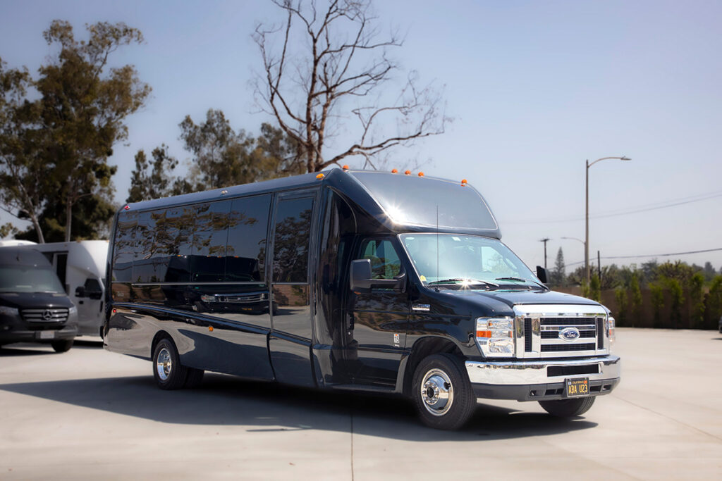 ABA unique-luxury-black Ford bus-shuttle black ford bus side view