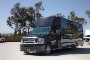ABA unique-luxury-black Ford bus-shuttle black ford bus side view