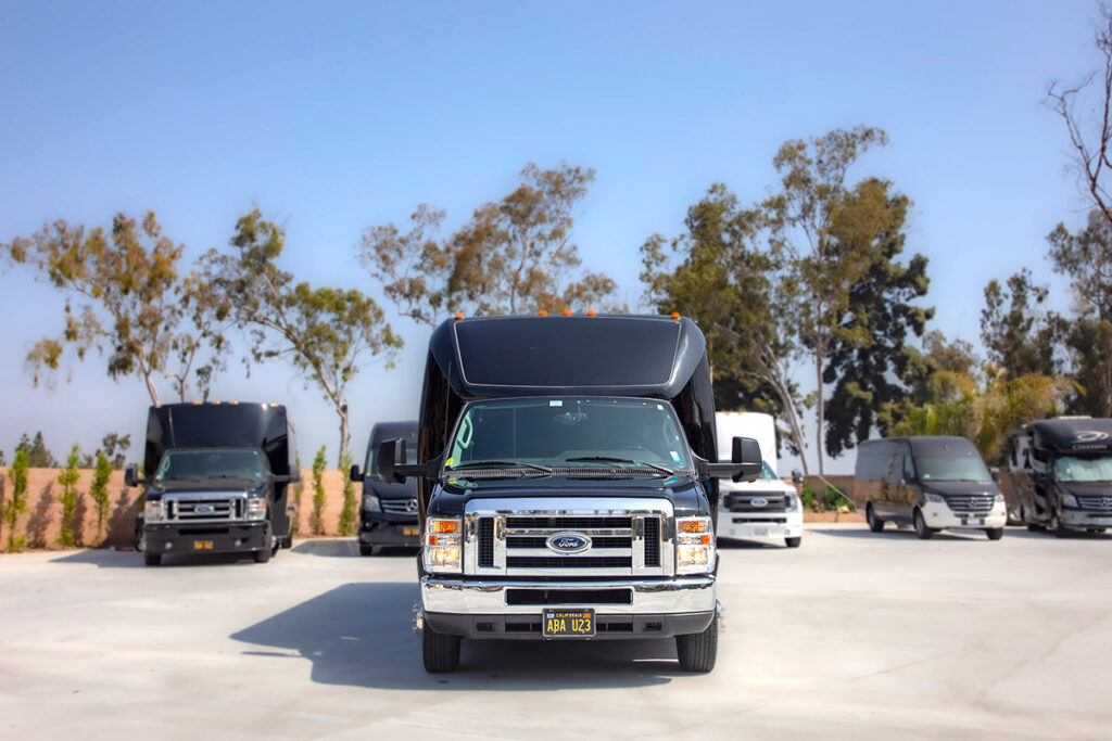 black ford bus for 23 passengers front view