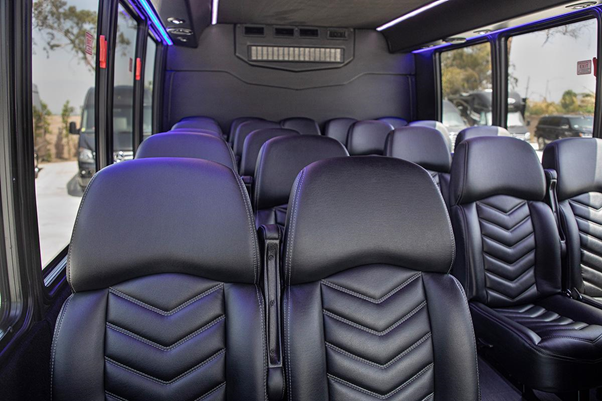 ford bus interior view of leather seats