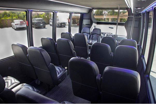 ford bus interior view of leather seats